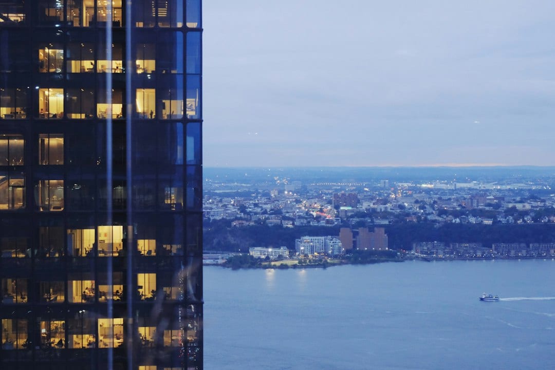 High-end river-view apartment living room with floor-to-ceiling windows
