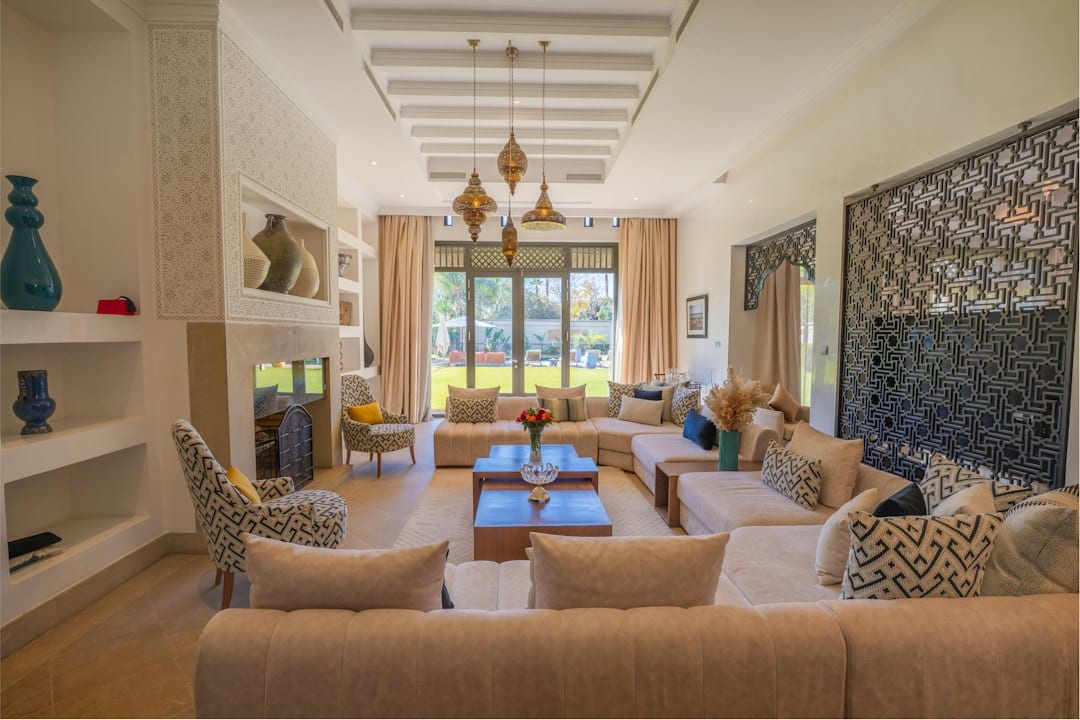 Modern luxury living room with bespoke curtains
