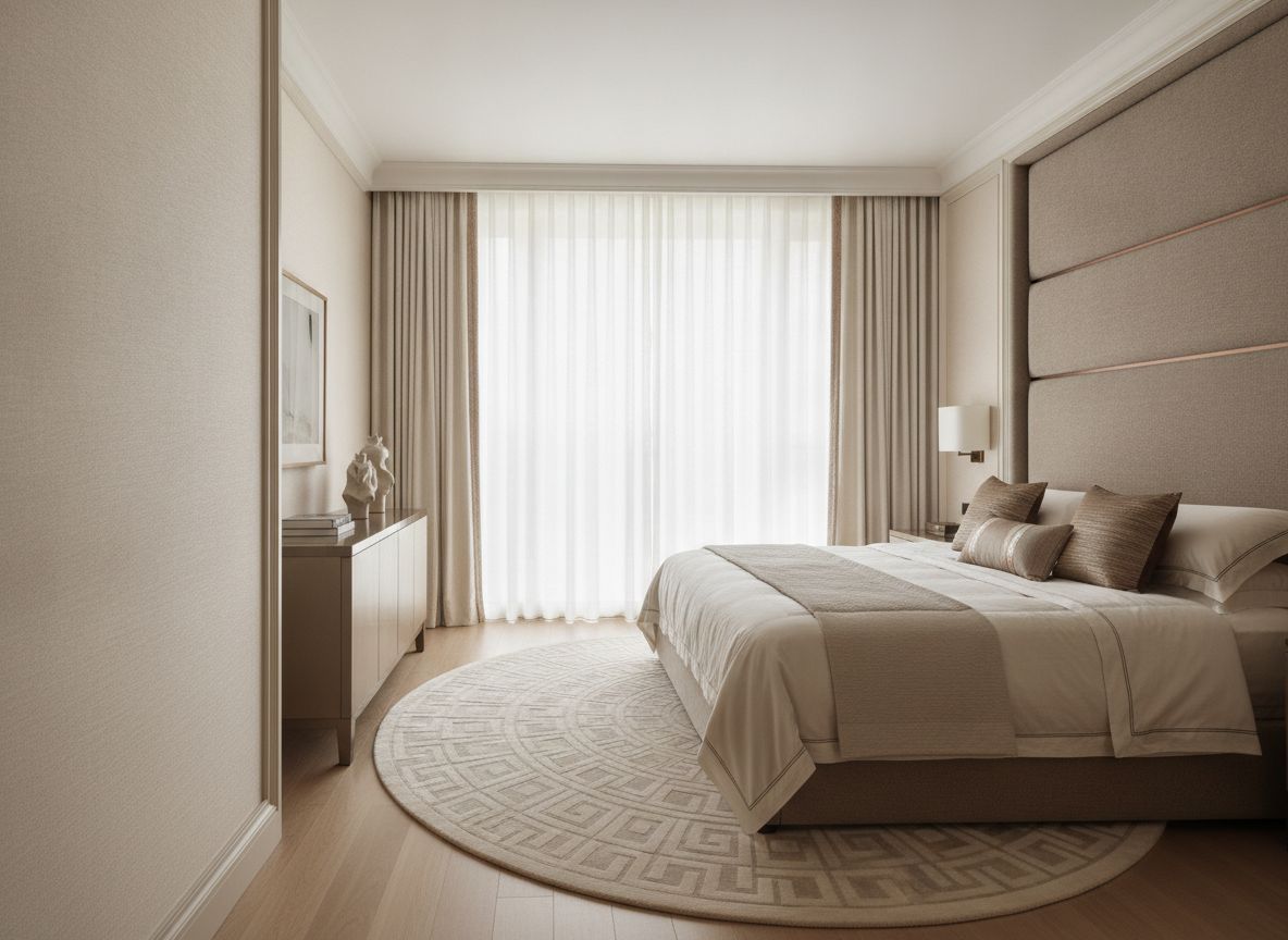 VESCOM linen texture wallpaper in Ersha Island Guangzhou villa master bedroom full case